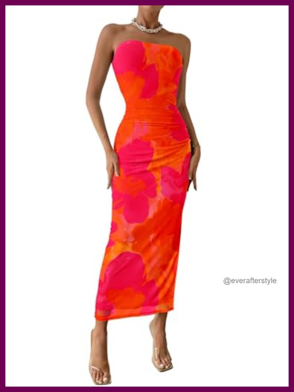 Women's Strapless Bodycon Floral Maxi Dress